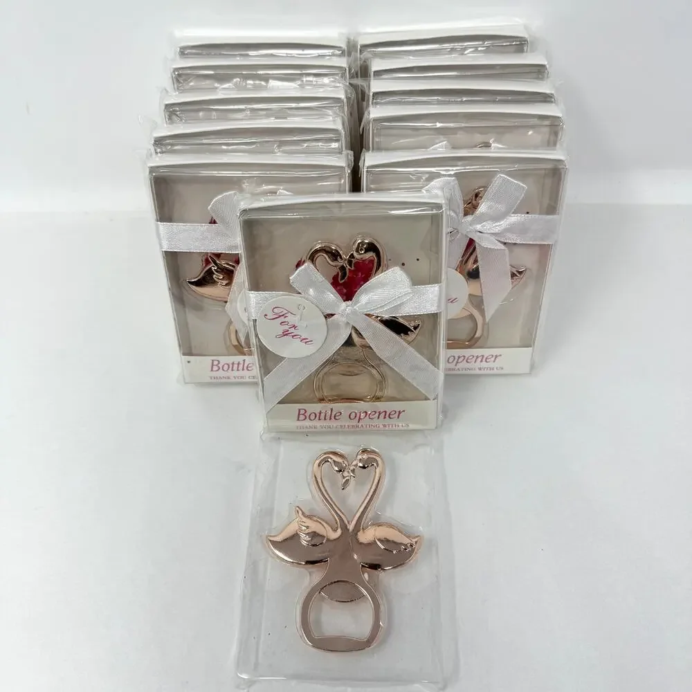 Lot Of 12 Bottle Opener Kissing Heart Flamingo Wedding Favors Gifts Bridal Party